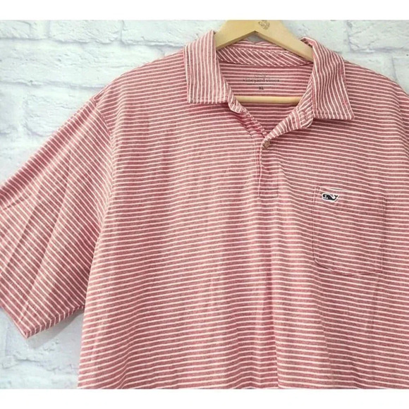 Vineyard Vines Striped Polo Shirt Men's Size XL Heather Red Salmon Pima Golf - Picture 3 of 4
